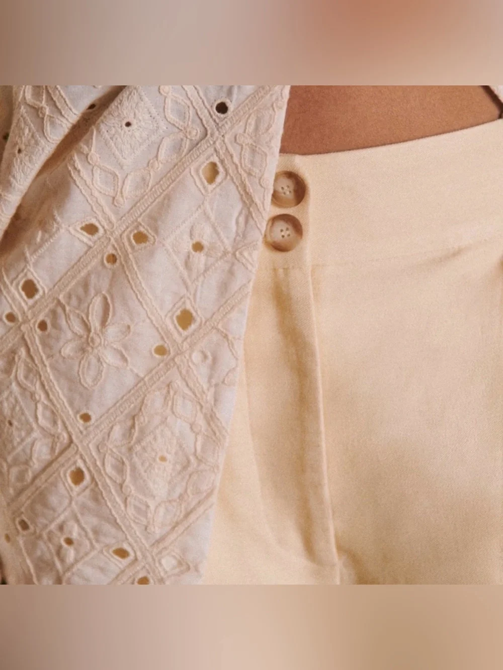 Sezane Cyprien Straight Pants In Cream Size 40